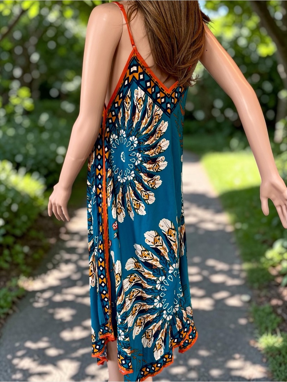 Jealous Tomato Boho Rayon Handkerchief Hem Maxi Dress Beach Cover Up Small - Picture 5 of 8